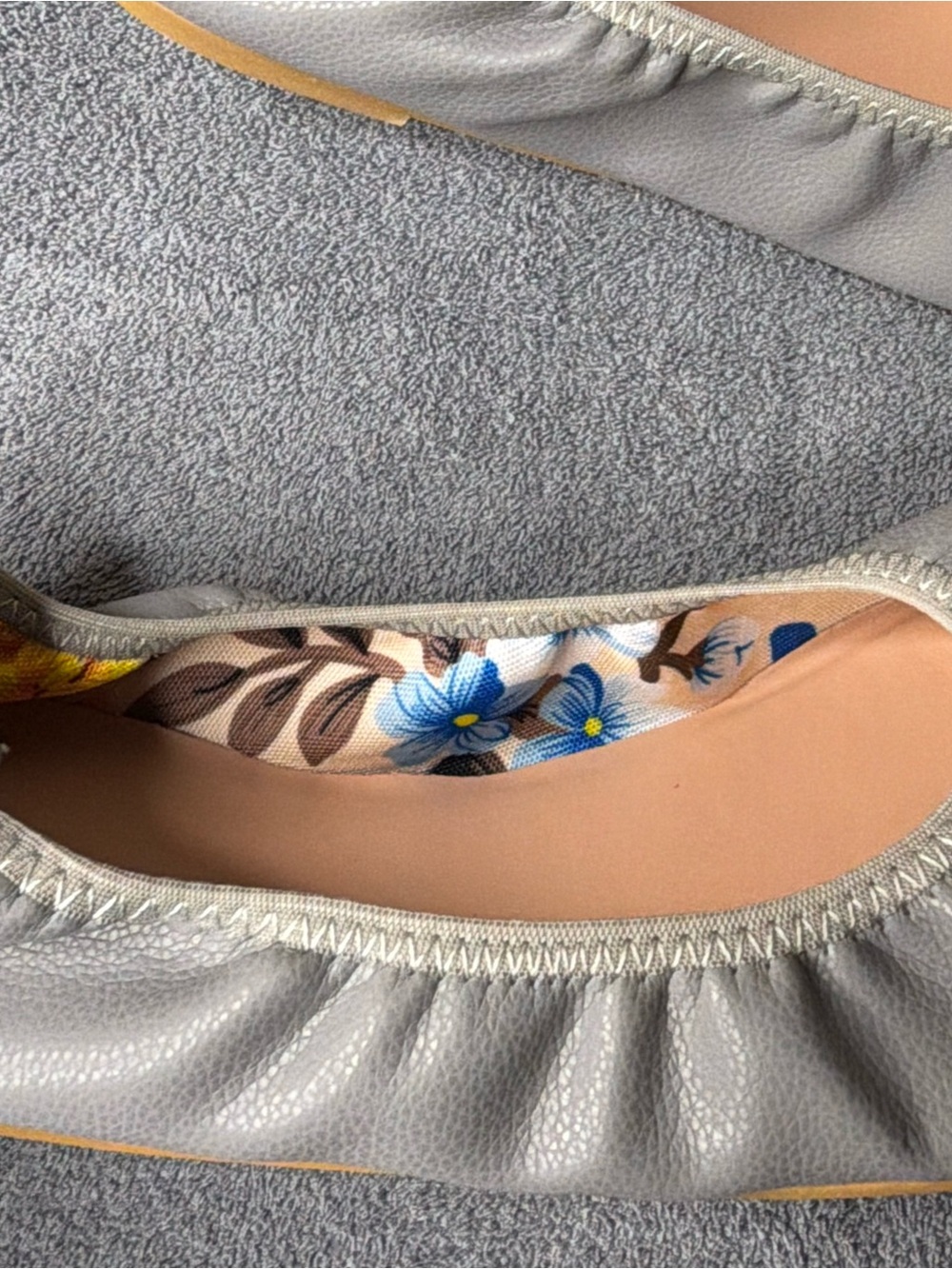 Women's Gray Ballet Flats - Picture 3 of 9